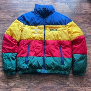 RARE Deadbeats Tour Unbranded Colorblock Puffer Jacket Zip Festival EDM Jacket